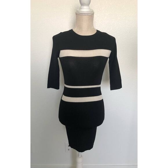 Uniq Black and Silver Bodycon Three Quarter Sleeve Sweater Dress - S/M - Picture 1 of 4